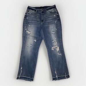 Judy Blue Women's Straight Leg Jeans - Distressed Blue
